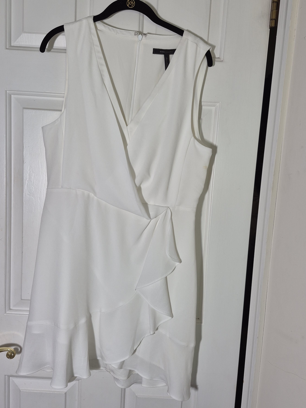 BCBGMaxAzria White Ruffle Wrap Mini Dress